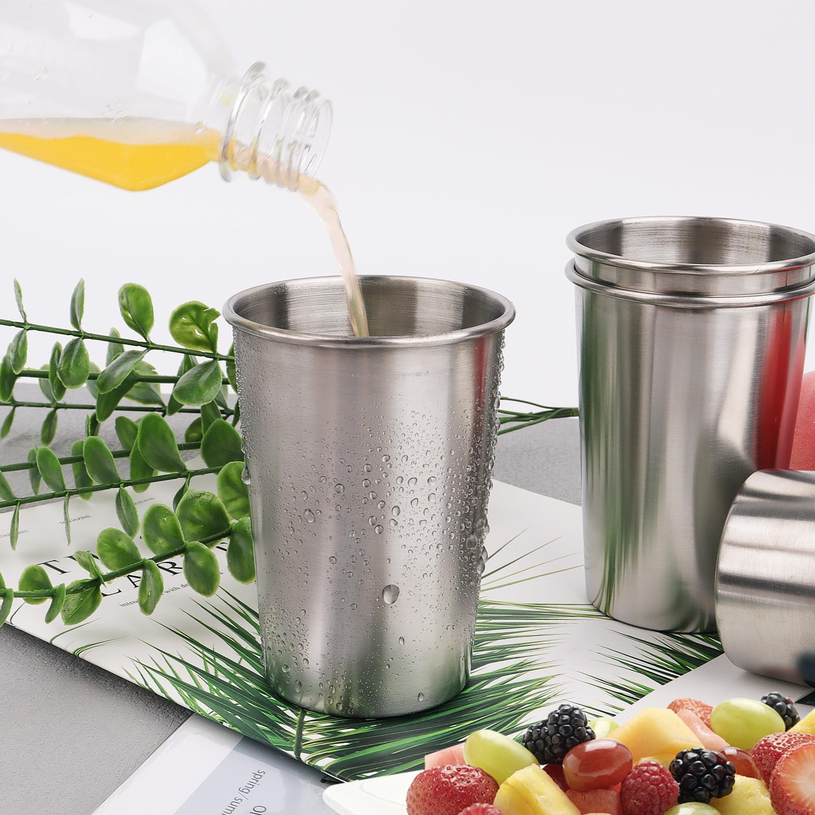 4 Pack 12oz Stainless Steel Drinking Glasses Stackable Cup for Travel Camping gallery