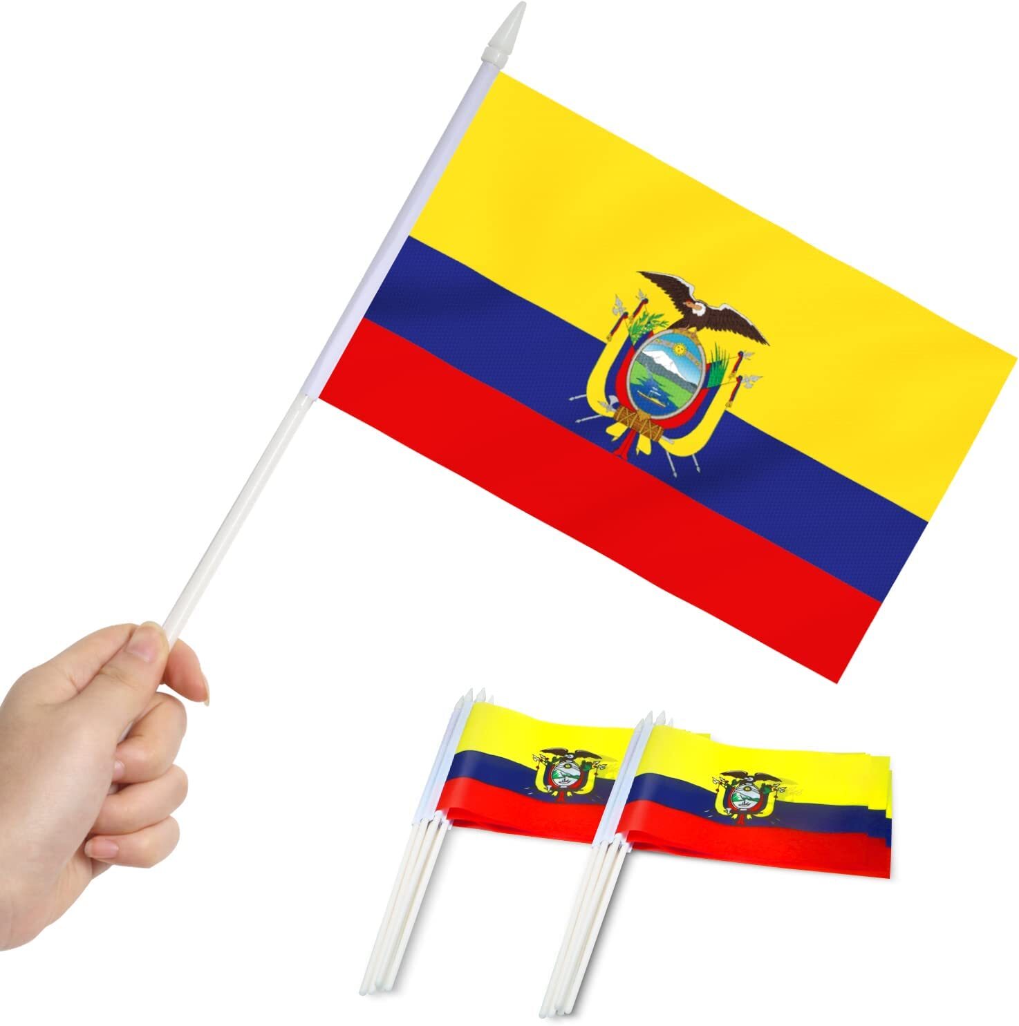 Anley Ecuador Mini Flag 12 Pack - Hand Held Small Miniature Ecuadorian Flags gallery