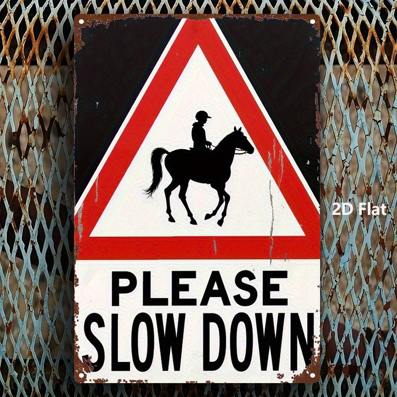Metal Equestrian Warning Sign 8x12 inches Vintage Distressed gallery