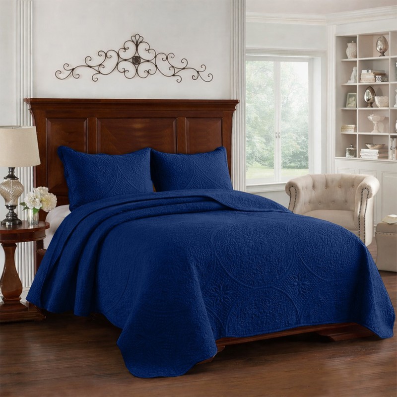 Soft Quilted Coverlet Throw Embossed Bedspread with Pillow Shams Twin Queen King gallery