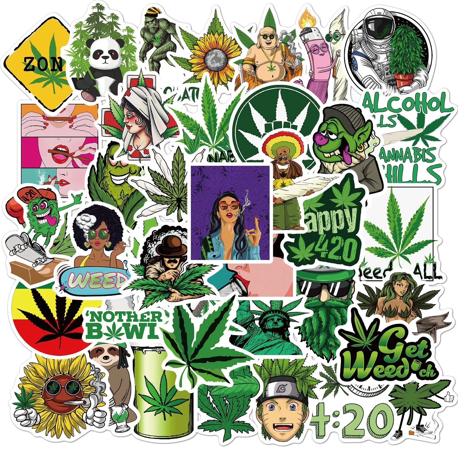 10 Random 420 Weed Stickers Marijuana Themed Yeti Laptop Decal Car Free Shipping gallery