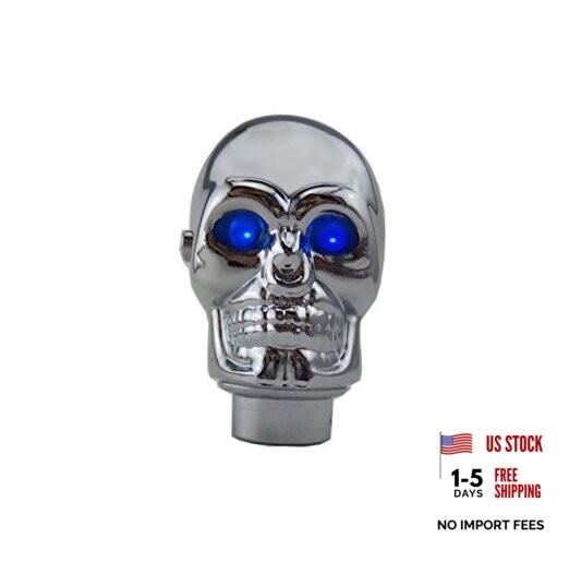 Silver Chrome Skull Stick Shift Knob LED Lights Gear Shift Knob Manual Handle gallery