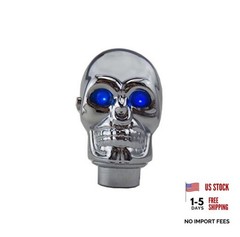 Silver Chrome Skull Stick Shift Knob LED Lights Gear Shift Knob Manual Handle
