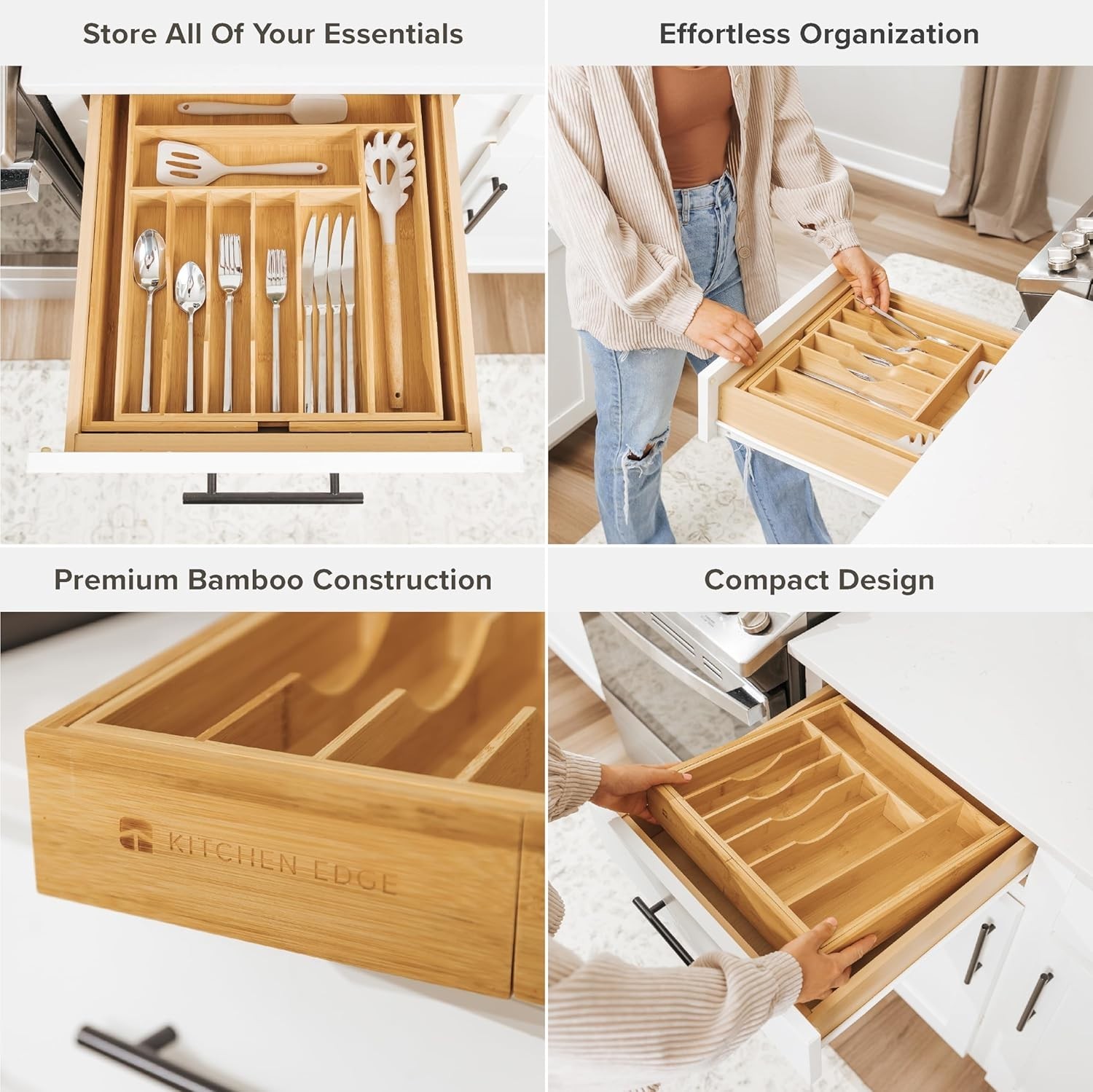 Silverware Flatware Utensil Organizer Expandable 14-25 In Bamboo gallery