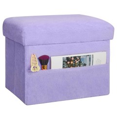 Small Ottoman with Storage, Folding Soft Fur Storage Foot Rest Stool with Thi…