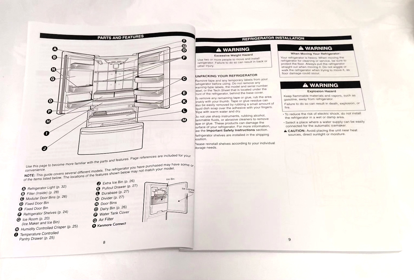 Kenmore Bottom Freezer Refrigerator Use & Care Guide Manual BOOK MFL63264288 p3s gallery