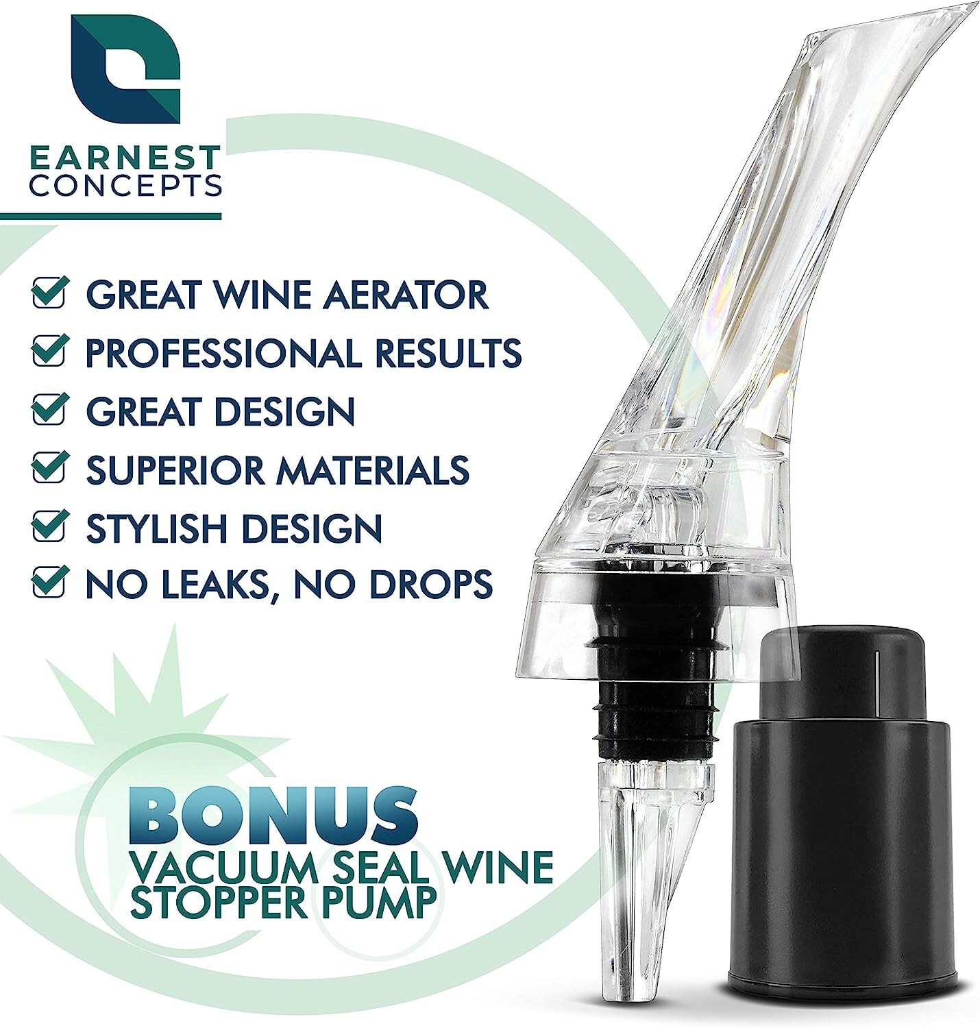 2 PACK - Wine Air Aerator & Suction Bottle Stopper Aerating Pour Spout Decanter gallery