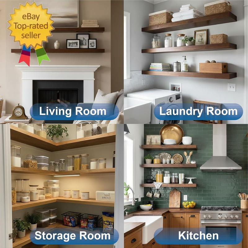 12-Pack 6 Inch Floating Shelf Brackets, Hidden Shelf Bracket for Wood, Concealed gallery