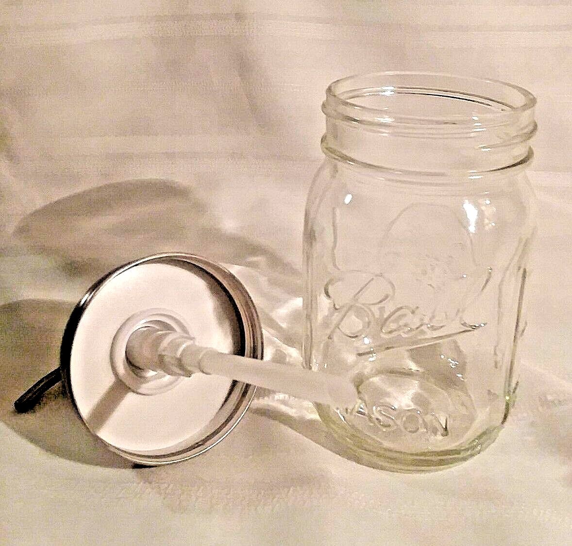SOAP Pump DISPENSER ~ BALL Mason Jar ~ STAINLESS STEEL Gift ~ PINK PURPLE GLASS gallery
