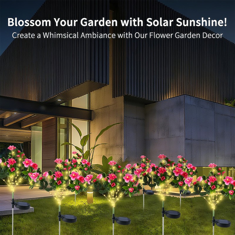 Solar Flower Light Outdoor Artificial Azalea Lights Waterproof Garden Yard Decor gallery