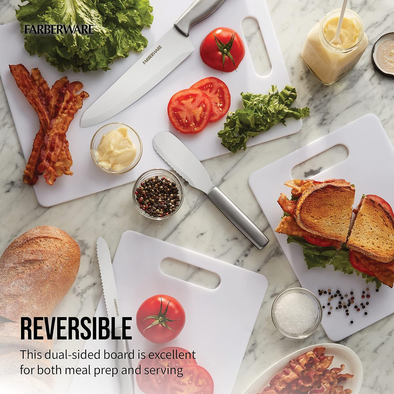 FARBERWARE Large Plastic Cutting Board, Dishwasher-Safe Kitchen Board, 11x14 gallery
