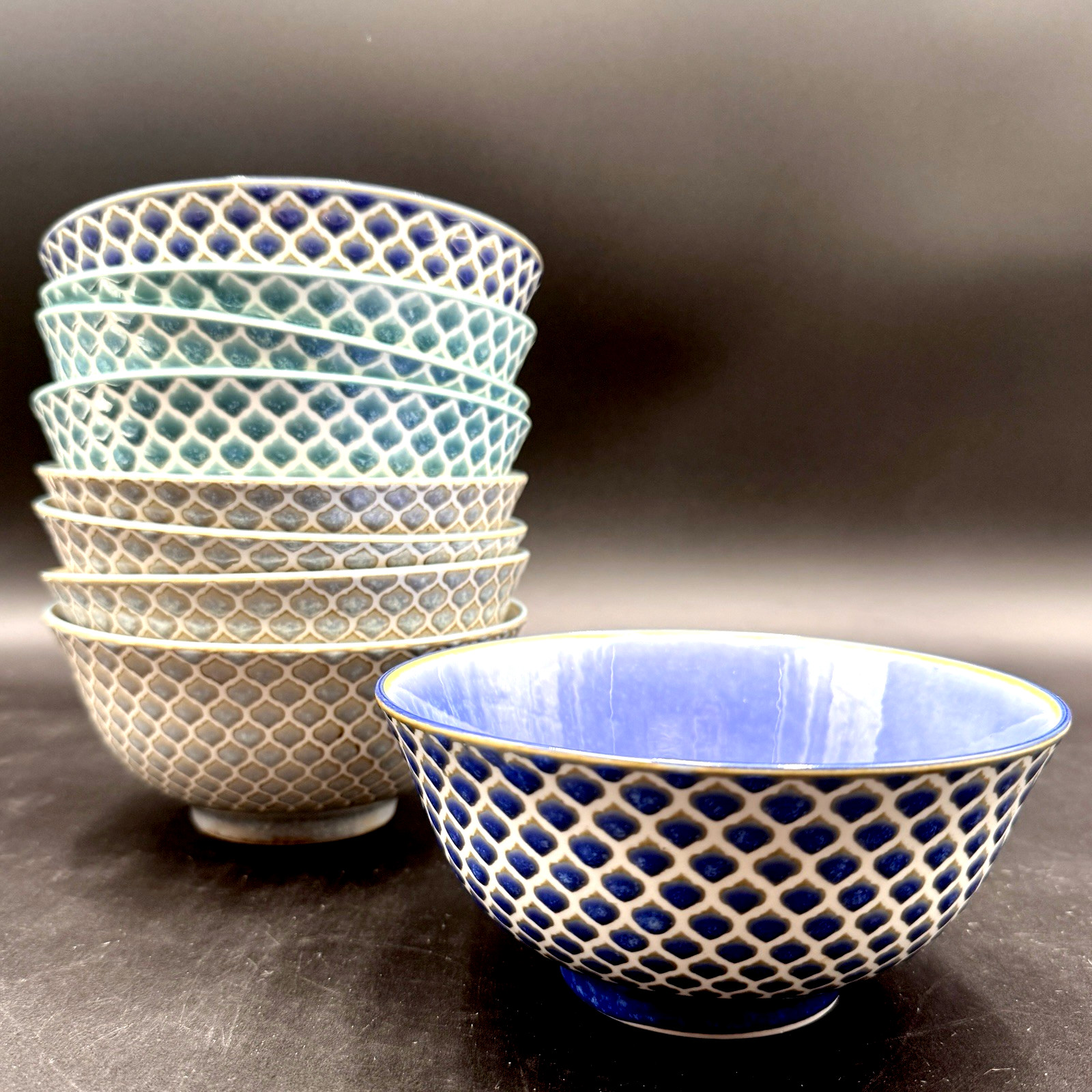 Certified International 6" Embossed TRELLIS Soup Cereal Rice Bowls Set/9 gallery