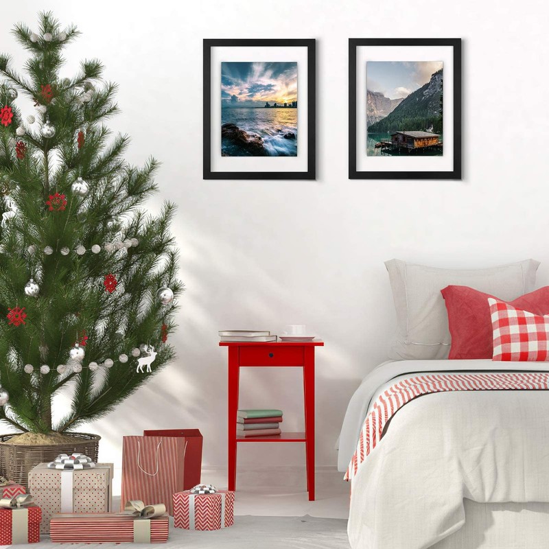 WALL 11x14 Inch Floating Frame, Black Wood Double Glass Float Picture Frame D... gallery