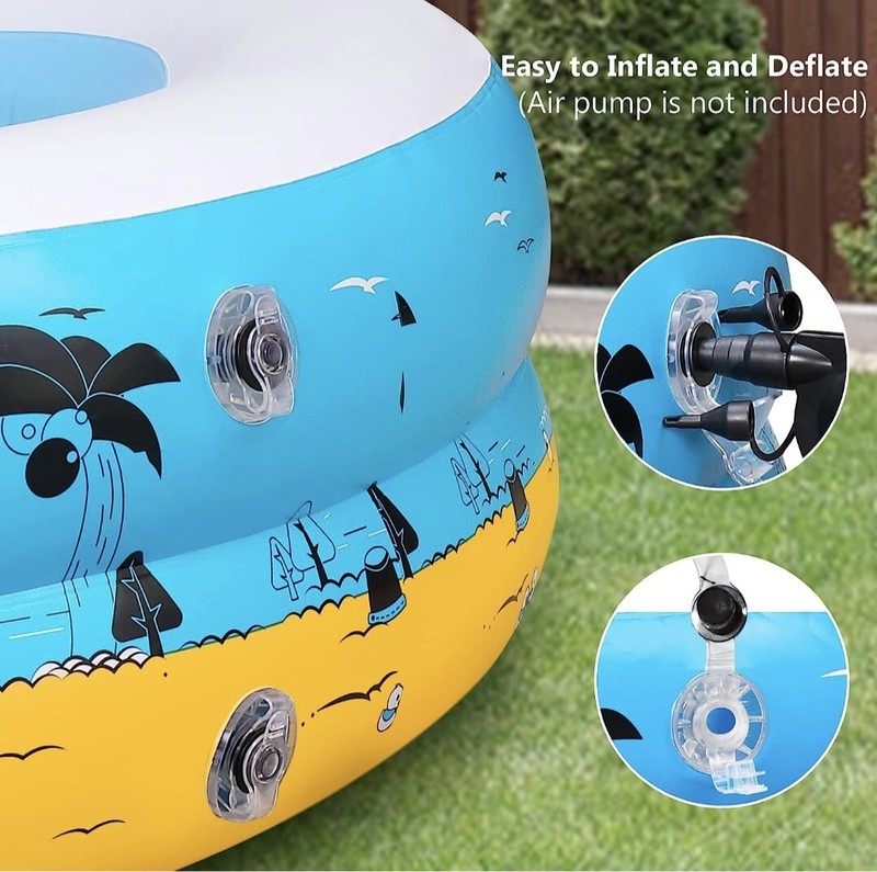 Large Inflatable Swimming Pool with Seat, Blow up Family Pool, 100" X 61" X 17" gallery