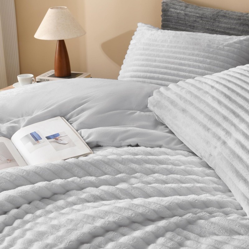 Andency Queen Comforter Set, Fluffy Super Soft Light Grey Comforter for Queen Si gallery