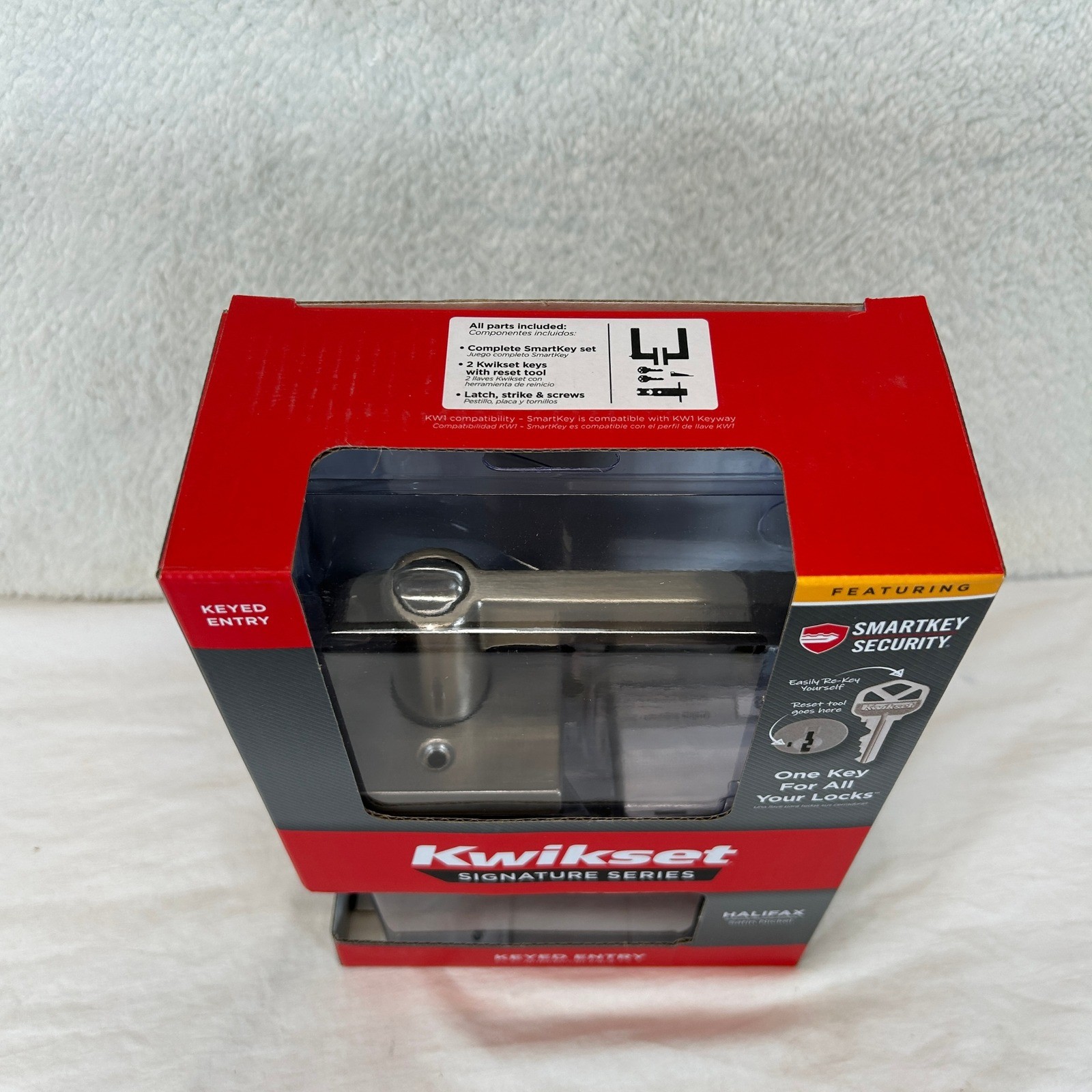 Kwikset Halifax Keyed Entry Lever Signature Series Satin Nickel SmartKey 740HFL gallery