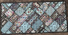 Blue patchwork mirror wall tapestry sindhi india pakistan 26″x54″