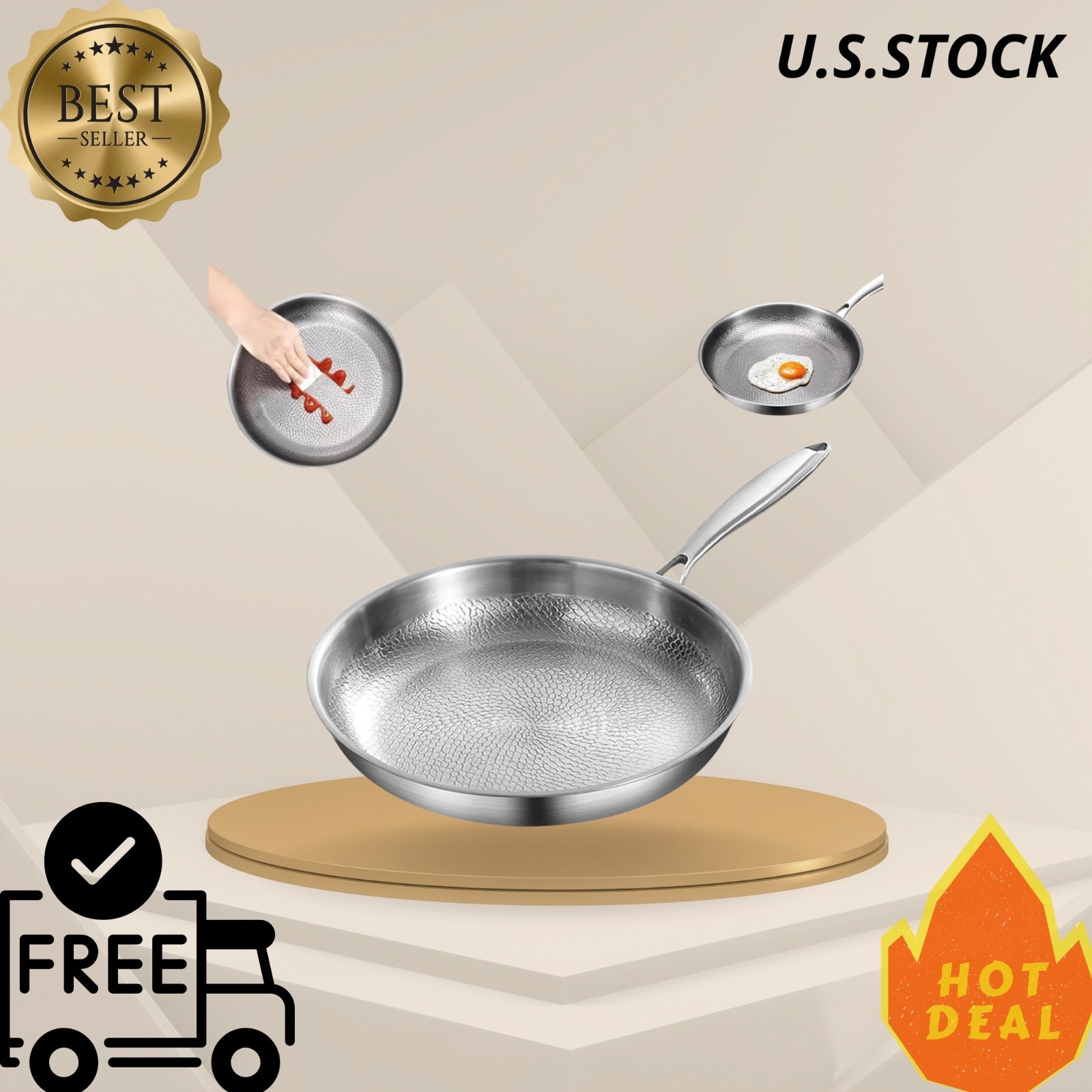 Titanium Hammered Pan Pro Multifunctional Scratch-Resistant Non Stick ( No Lid ) gallery
