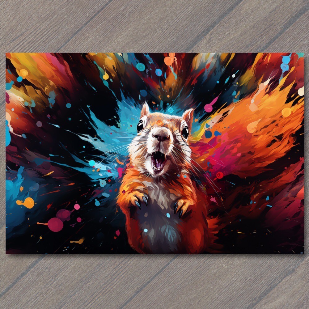 Art Print Squirrel Smile Happy Retro Pop Art Splash Colors Cute Fun Vibrant gallery