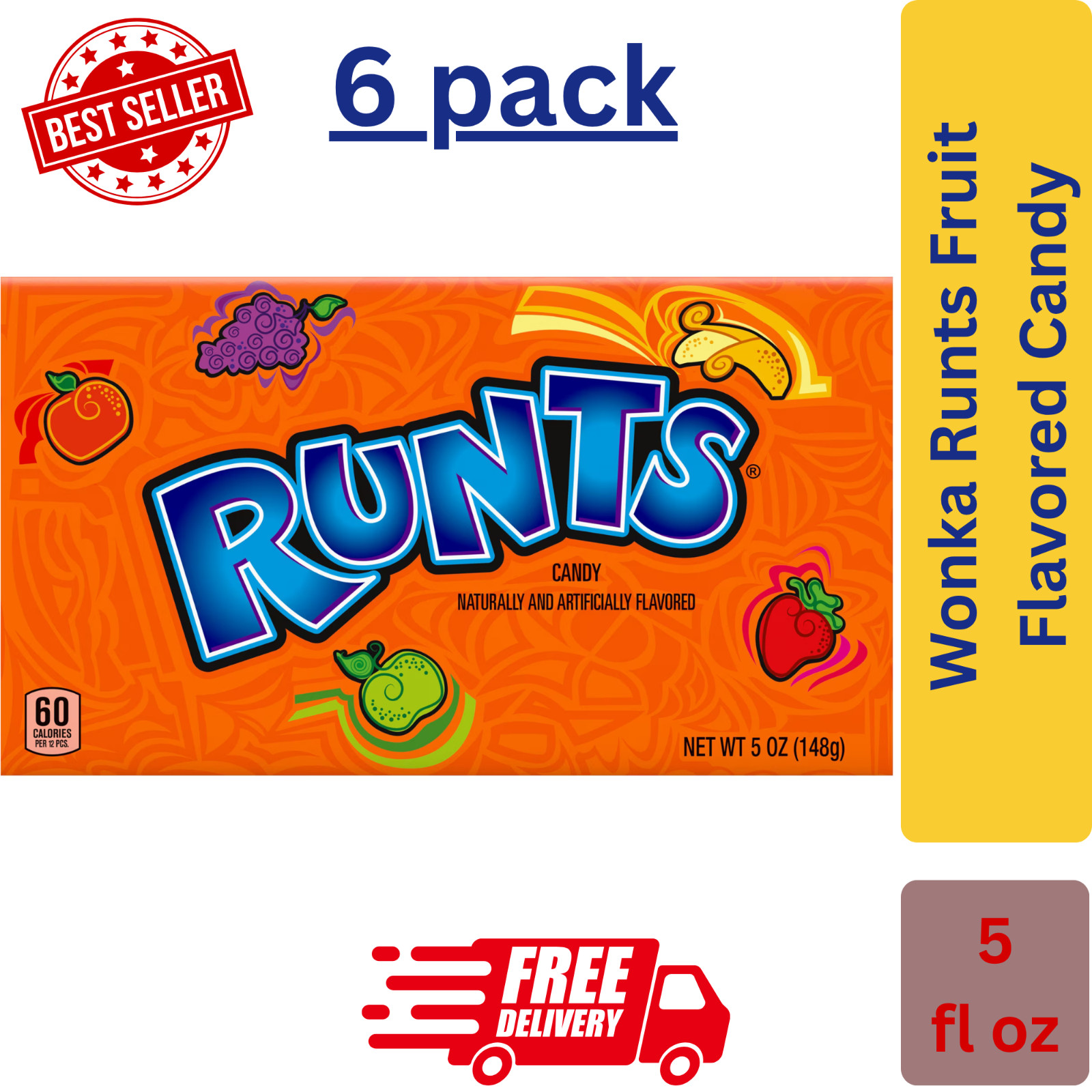 6x Wonka Runts Original Fruit Flavored Hard Candy Theater Box 5oz gallery