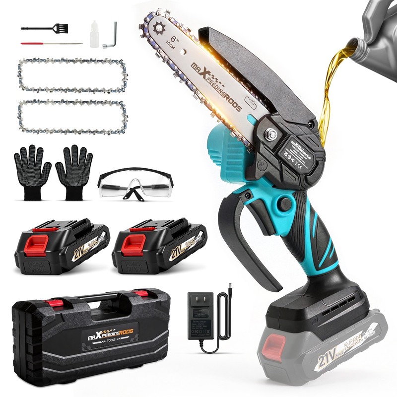 24/6inch Electric for Mini Chainsaw Handheld Cordless Saw with 2 Batteries gallery