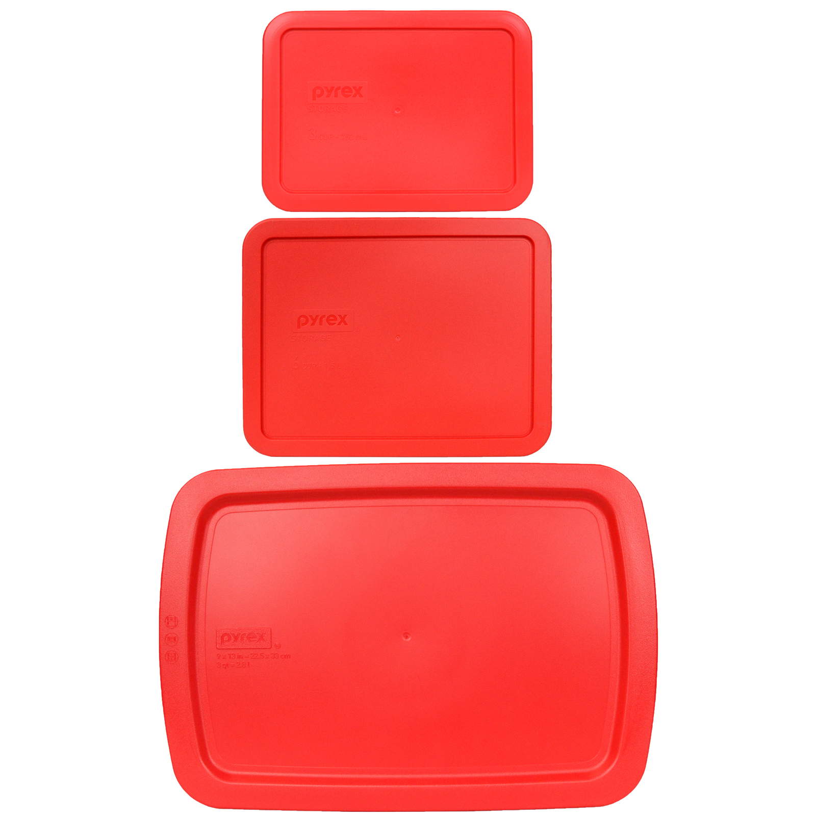 Pyrex 7210-PC 7211-PC and C-233-PC Red Replacement Lids for Bake and Store Set gallery