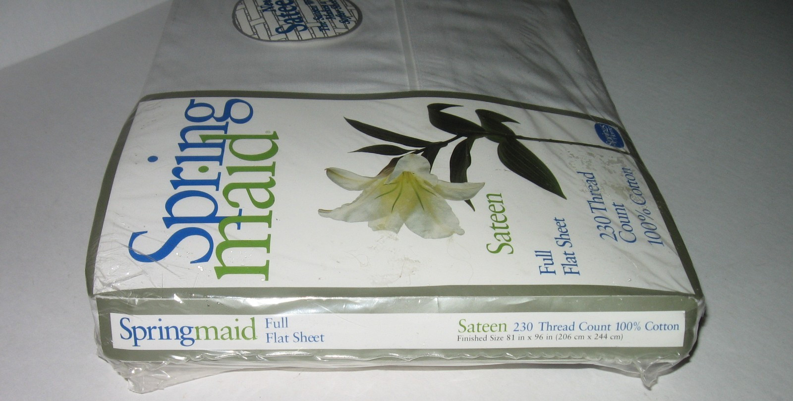 100% COTTON Flat White Sheet Spring Maid FULL 81"x96" 230 thread NEW Sealed USA gallery