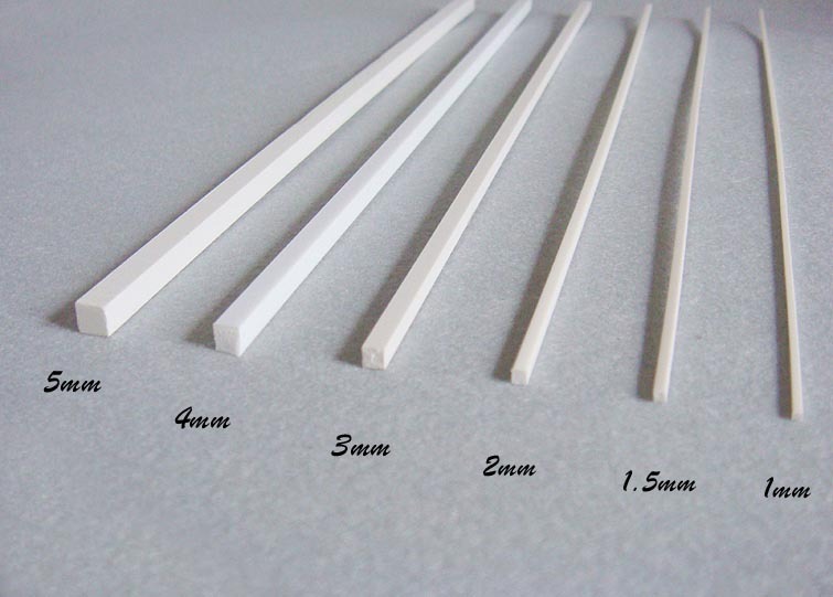 ABS Styrene Plastic Square Bar Rods Width 0.5 to 5mm *250mm White gallery