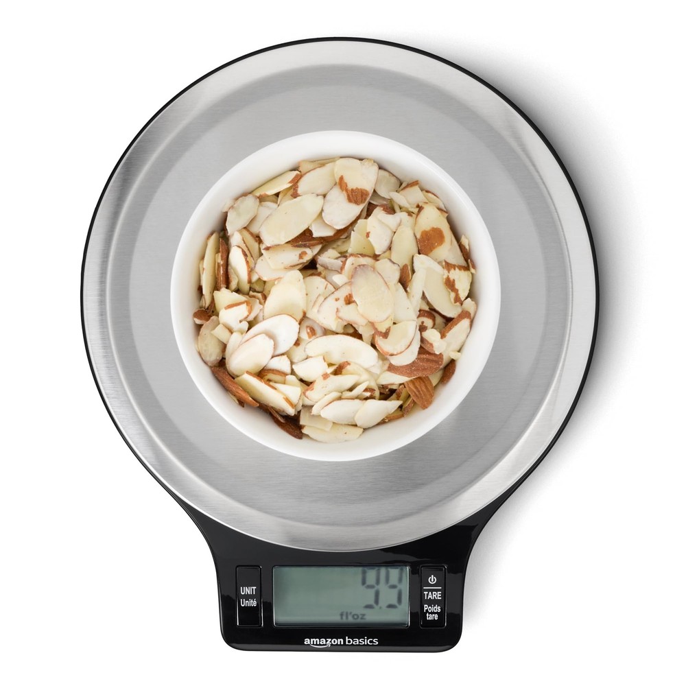 Amazon Basics Digital Weighs up to 11 pounds, Black and Stainless Steel