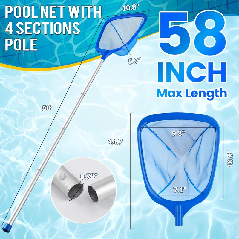 Pool Skimmer Net, Deep Pool Leaf Net with Reinforced Frame, Large Capacity gallery