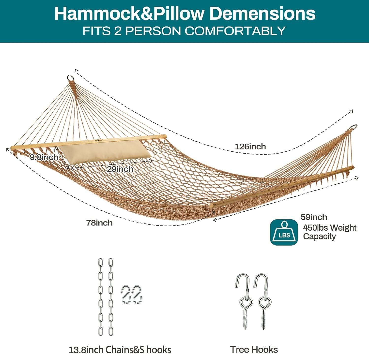 Traditional Rope Double Hammock - Hand Woven Cotton Hammock gallery