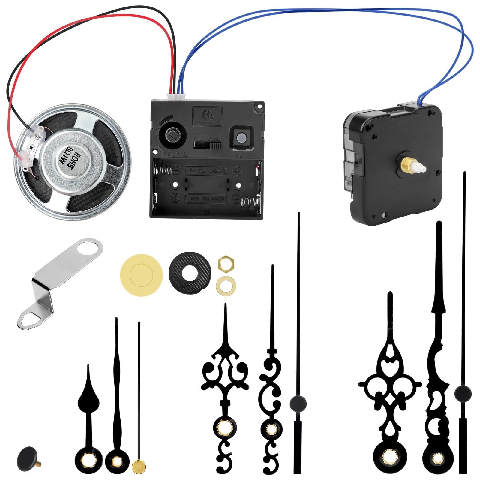 EEEKit Chiming Clock Mechanism Replacement, Battery Motors with Chime Black gallery