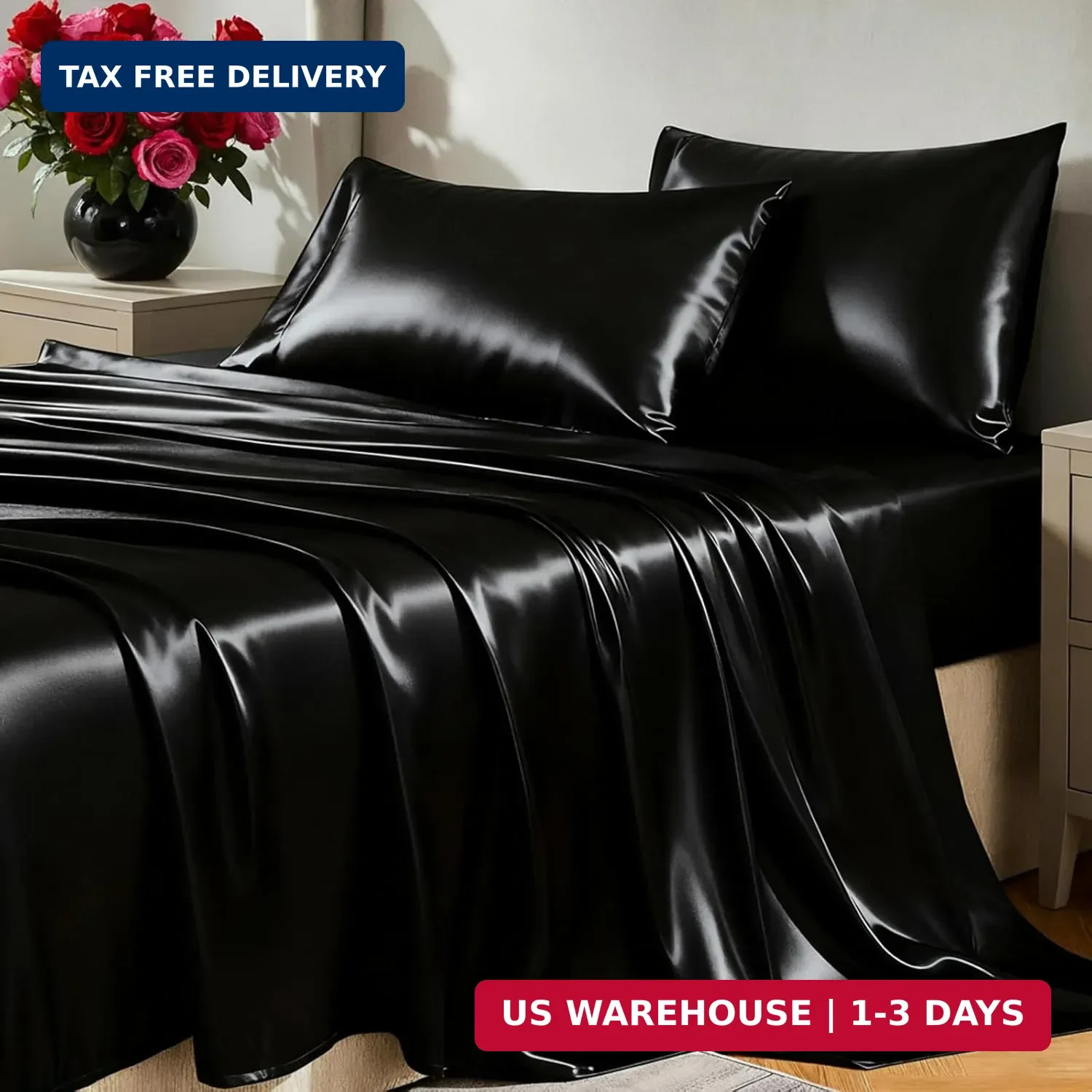 CozyLux Satin Sheets Queen Size Bed Set - Silky Soft Bedding Similar to Silk, 4 gallery