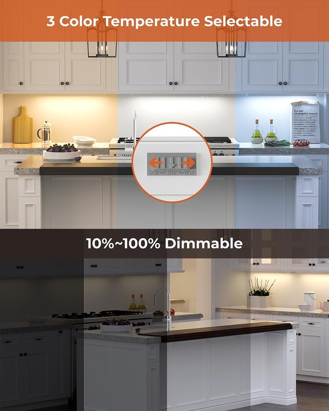 22IN Hardwired Under Cabinet Lights Soft White 3000K Bright White 4000K Dayli... gallery