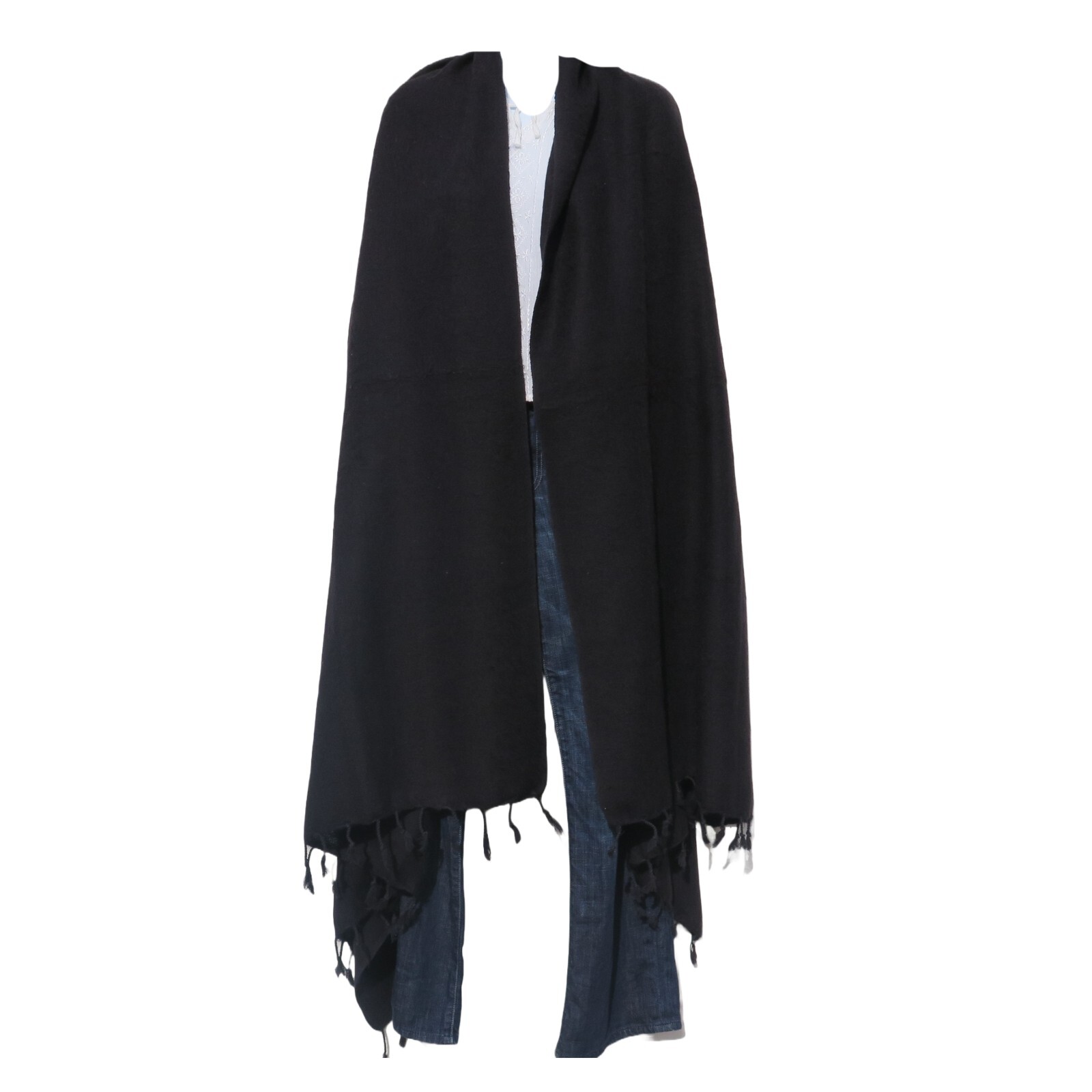 Yak Wool Blend |Blanket/Throw |Nepal |Handmade |Over-Sized | Black gallery