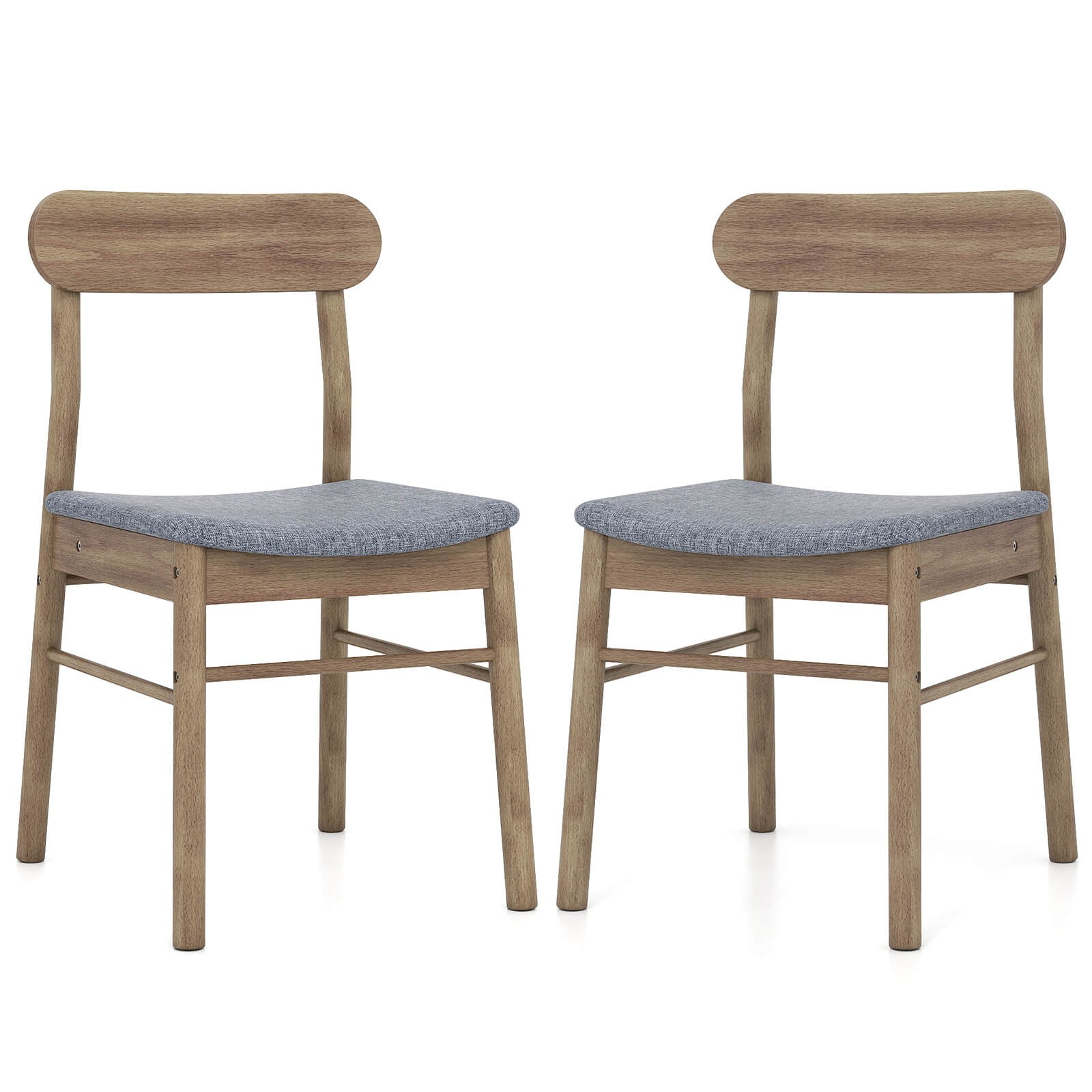 2 PCS Dining Chair Fabric Upholstered Kitchen Armless Chairs w/Rubber Wood Frame gallery