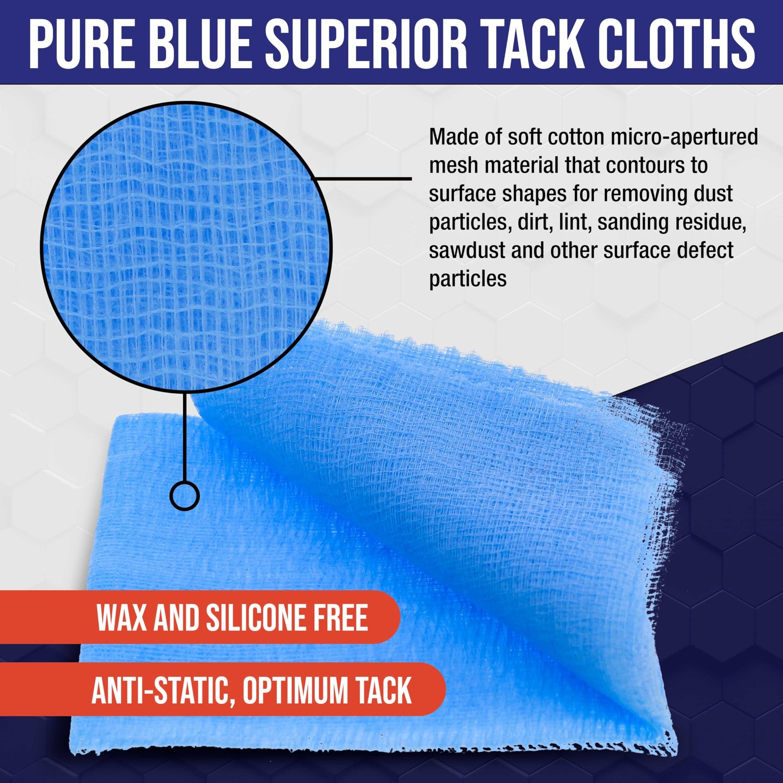 TCP Global - Pure Blue Superior Tack Cloths - Rags (Box of Large, gallery