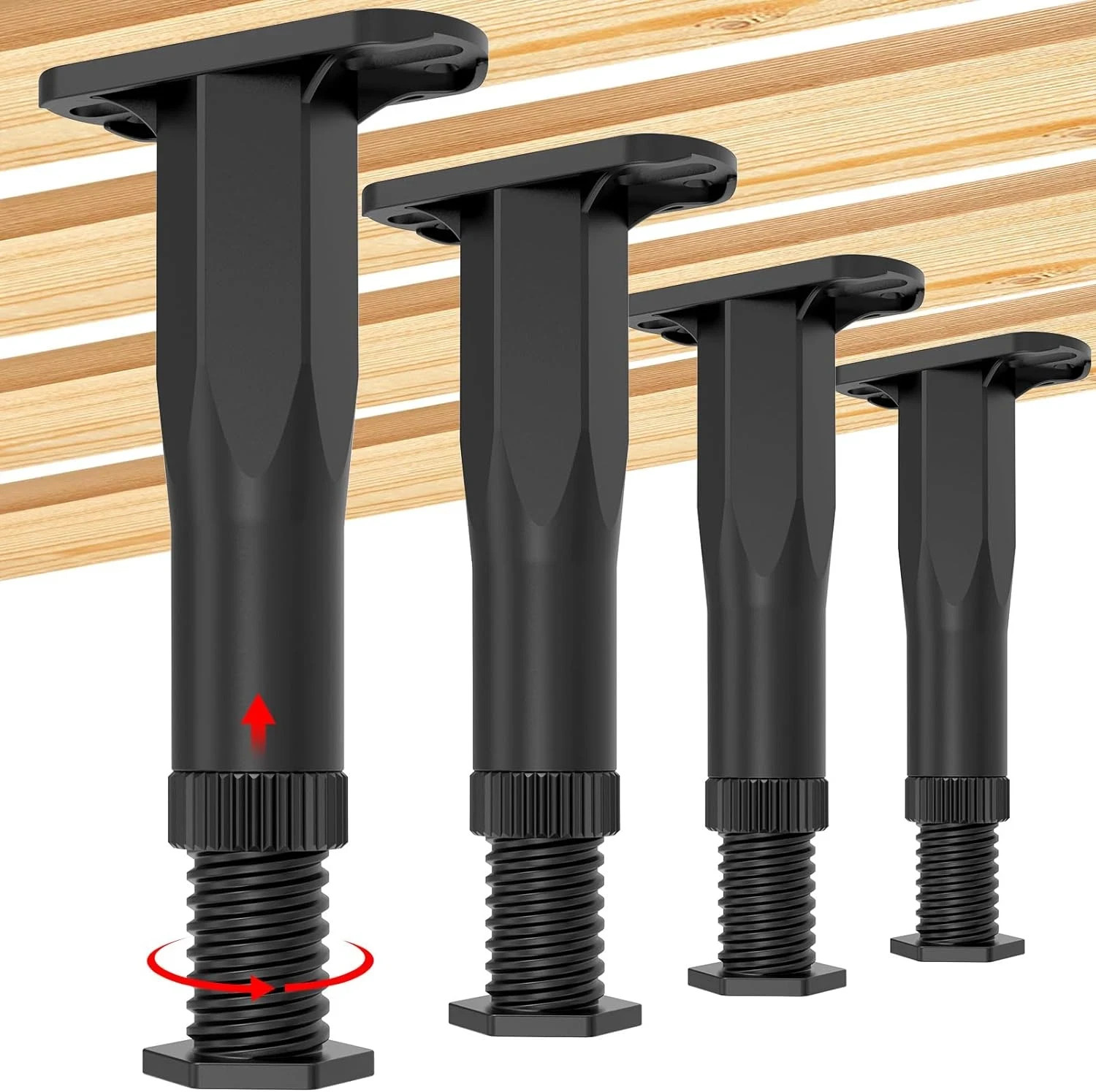 4PCS Adjustable Bed Frame Support Legs (5.1"-8.3"), Frame Center Slats Heavy Sup gallery