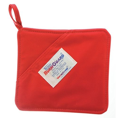 Tucker BurnGuard Red Poly Cotton Hot Pad with Hand Guard - 8"L x 8"W gallery