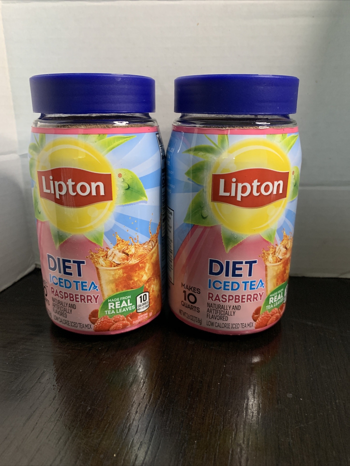2 Lipton Iced Tea Mix Black Tea, Diet Raspberry Caffeinated Makes 10 Quarts gallery