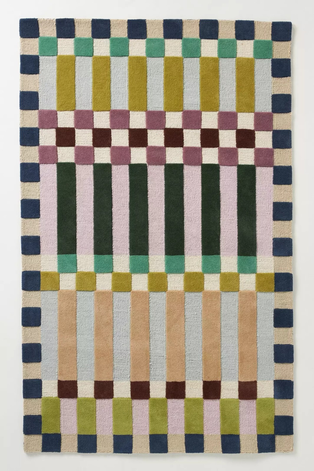 Hoxton Hand-Tufted Wool Rug Modern Geometric Design Checkered Pattern gallery