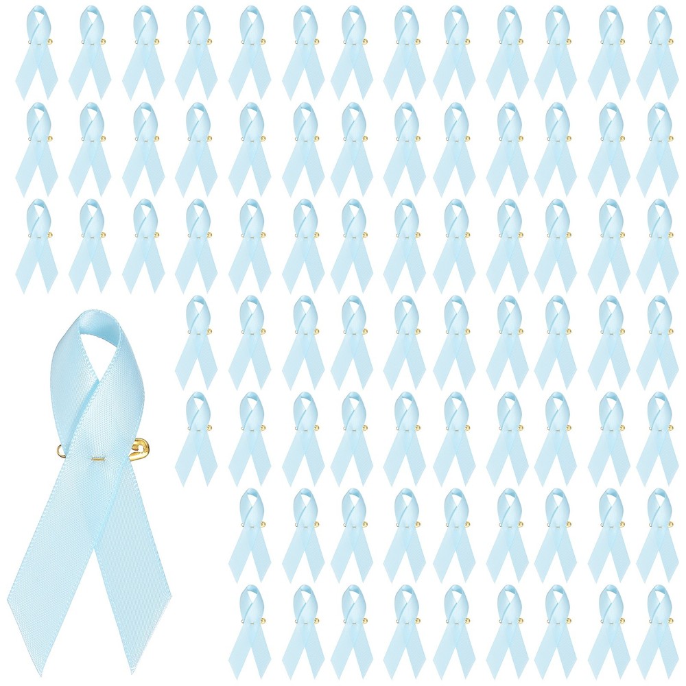 100 Pcs Polyester Ribbon Satin Pins, Light Blue