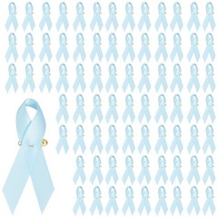 100 Pcs Polyester Ribbon Satin Pins, Light Blue