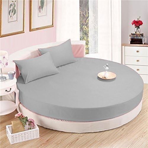 4 Piece Round Bed Sheet Set - Solid Silver 600 TC Cotton Pocket Up to 20" In - gallery