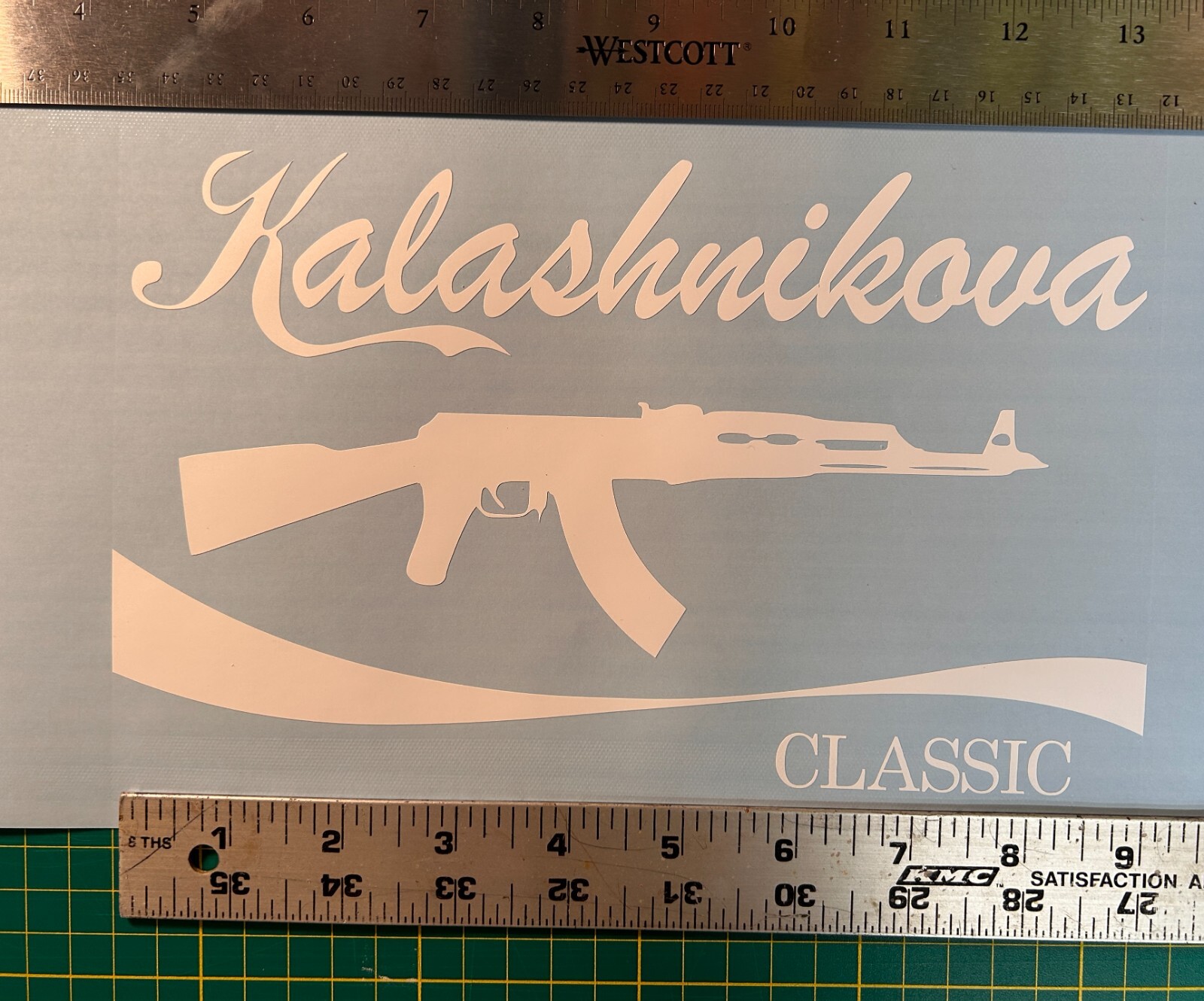 1 - "Kalashnikova Classic" AK47 vinyl decal 9" wide. Free Shipping. gallery