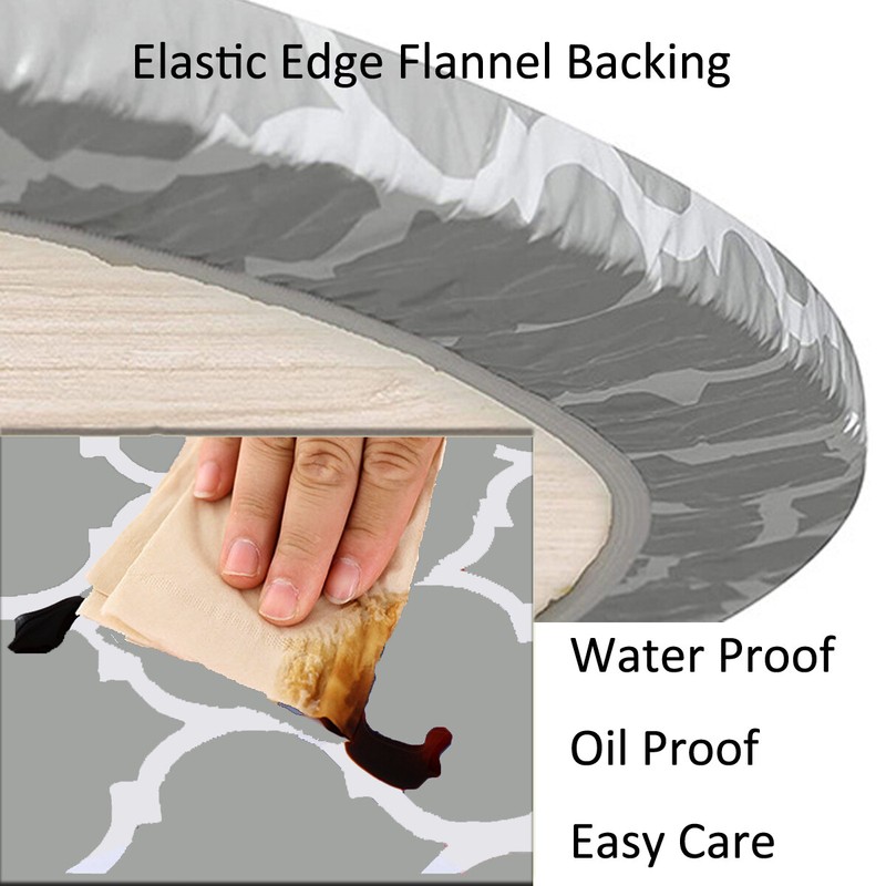 Vinyl Fitted Tablecloth Elastic Edge Flannel Backing Waterproof PVC Table Cover gallery