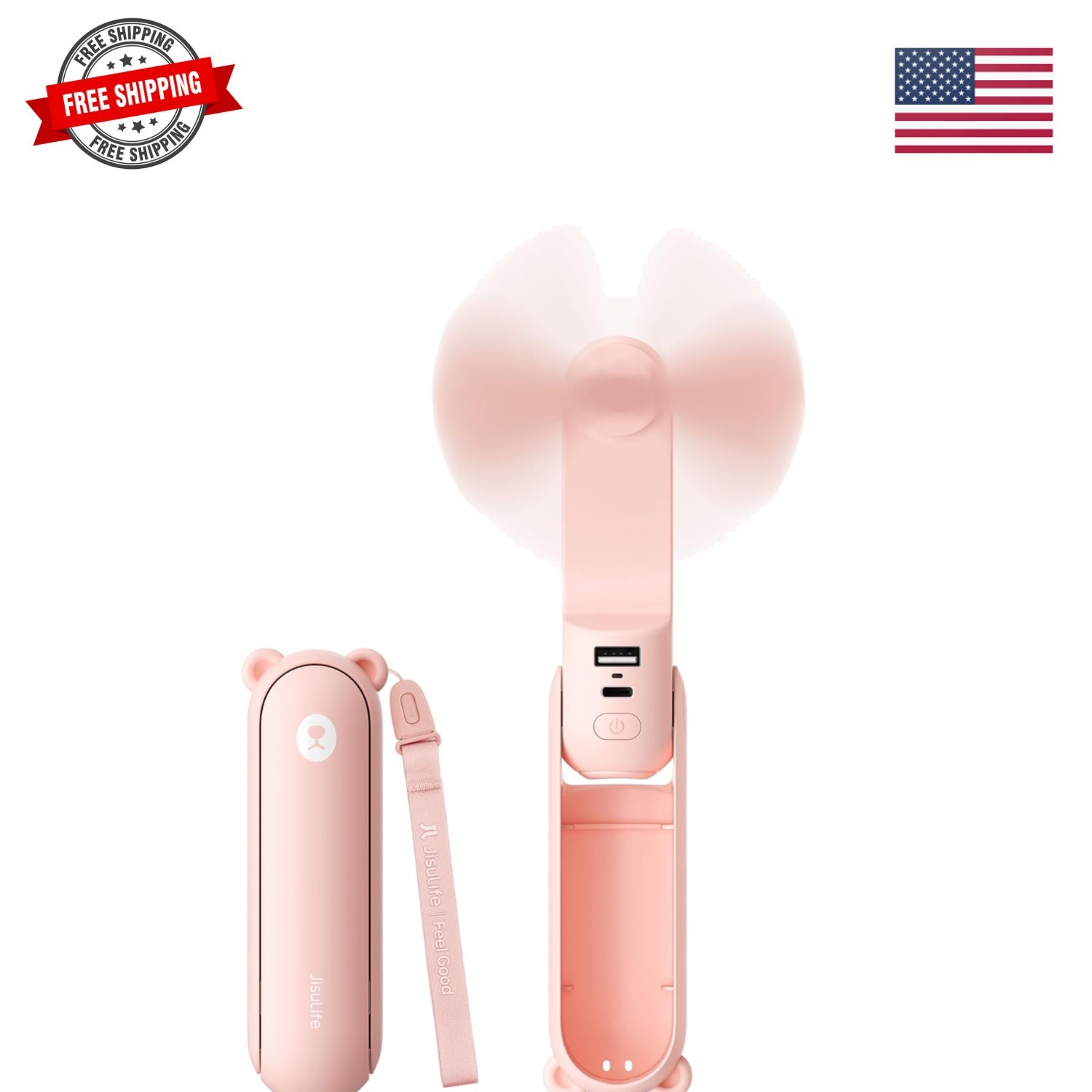 3 IN 1 Handheld Mini Fan - Portable Fan & Power Bank & Flashlight, 19H Max Co... gallery