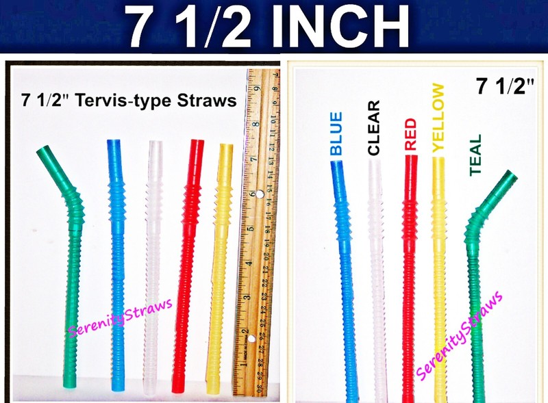 Straws With Ridges, Various Lengths, Colors, Flexible or Straight, Some W/Caps gallery