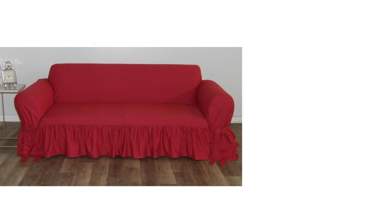 Cotton Dock Ruffled Round Arm Sofa/Loveseat/Chair Slipcover AMY 3 COLORS gallery