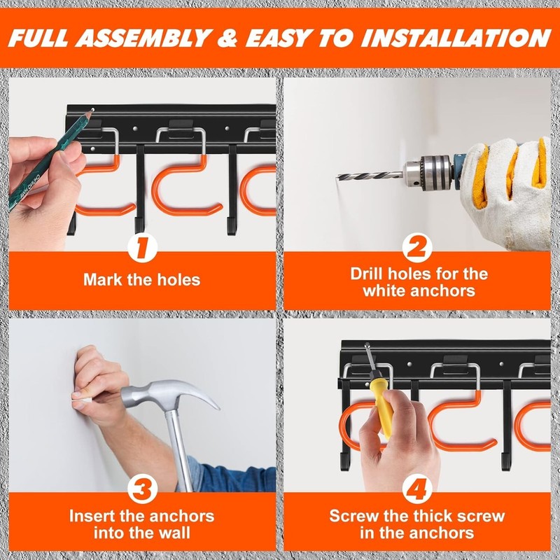 Adjustable Garage Tool Organizer - Wall-Mount, 66 lb Capacity, Iron Construction gallery